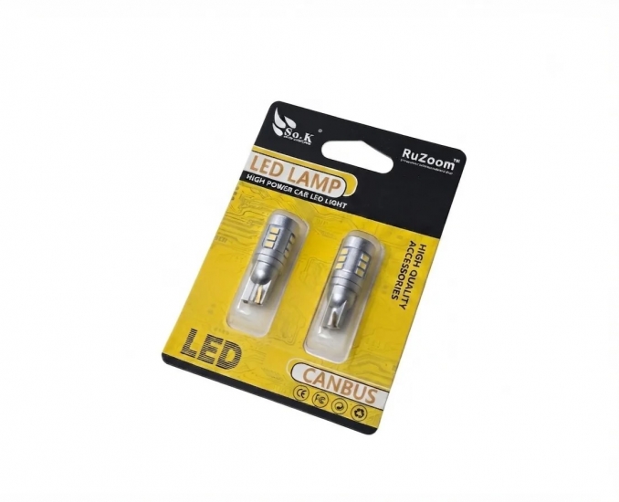 T10-10CREE/X0121 (12) Лампа светодиодная 12V W5W W2.1*9.5d 10-Cree с обманкой 5500K(блистер 2 шт)