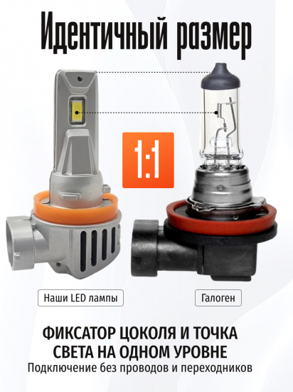 Комплект светодиодных ламп SVS H8/H9/H11 серии ProLight ( 3570CSP/4000Lm/6000K/12V/35W,кулер)