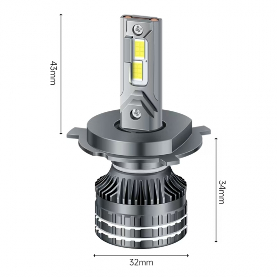Комплект светодиодных ламп SVS H4/H19 серии ActiveLight mini (3570CSP/4500Lm/6000K/12-24V/50W,кулер)