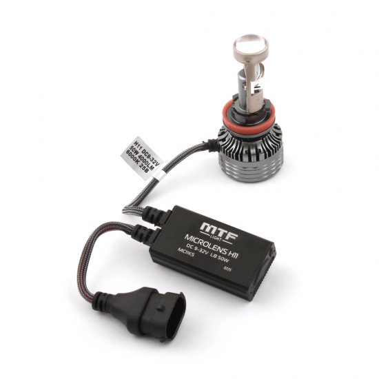 MC011K5 Светодиодные линзы MTF LIGHT серии MicroLENS H11/H8/H16, 12/24V, 55W, 6000K, 4000LM, к-т.