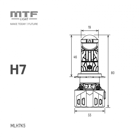MLH7K5 Светодиодные линзы MTF LIGHT серии MINILENS H7, 12/24V, 55W, 6000K, 4000lm, комплект.
