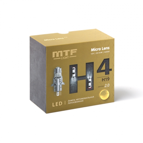 Светодиодные линзы MTF LIGHT серии MicroLENS H4/H19, 12V, 25/35W, 2500/4000lm, 6000K, к-т.
