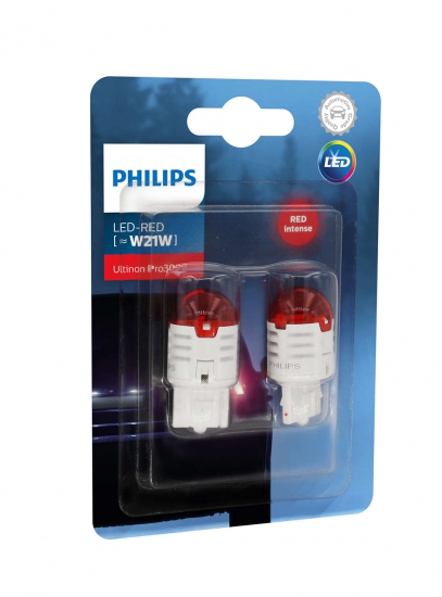 11065U30RB2 Лампа автомобильная W21W (W3x16d) RED Ultinon Pro3000 LED (упаковка 2шт) (Philips)