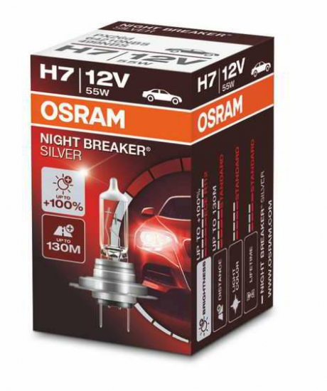 Автолампа H7 12v 55W Night Breaker Silver +100% Osram (1шт) 64210NBS C1 
