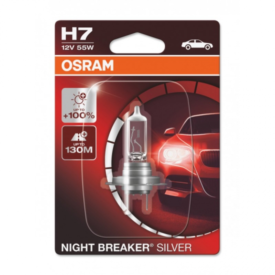 Автолампа H7 12v 55W Night Breaker Silver +100% Osram (блистер 1шт) 64210NBS-01B 