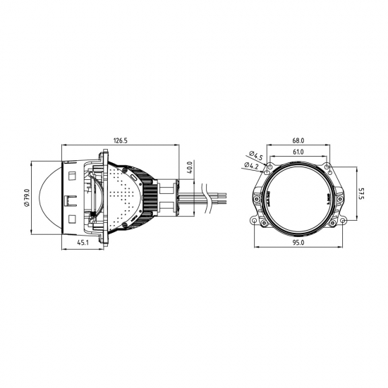 HL65K60 Модули MTF Light линзованные Bi-LED серия WideBeam, 12B, 53 Вт, 6000K, 3, 2 шт.