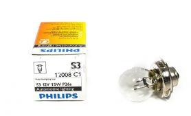 12008C1 Мотолампа S3 12V-15W (PX29t) Philips