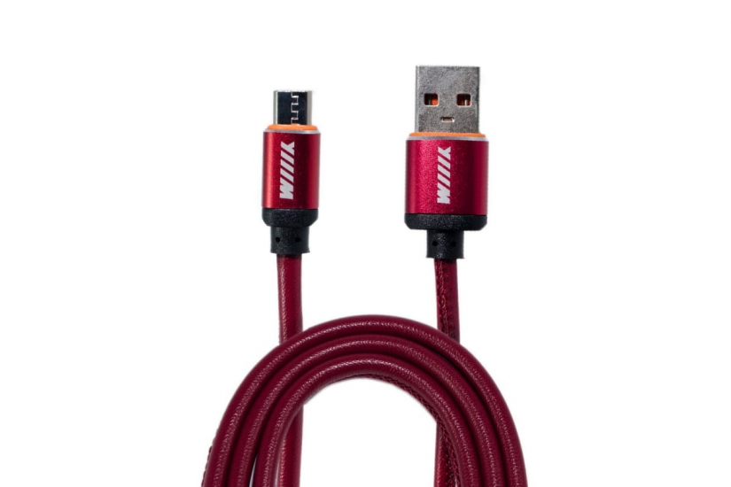 CB810-2A-UMU-LR-10R Data-кабель микро-USB красный эко-кожа 1м WIIX 