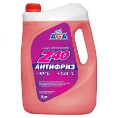 002 Антифриз, готовый к применению, красный, -40С 5 литров ANTIFREEZE AGA-Z40