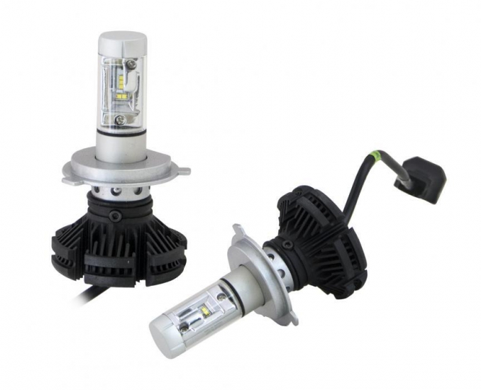 Комплект светодиодных ламп SVS H4 hi/low серии X3 (к-ты фильтра W/Y(CSP-чип/6000Lm/5000K/9-32V/50W)