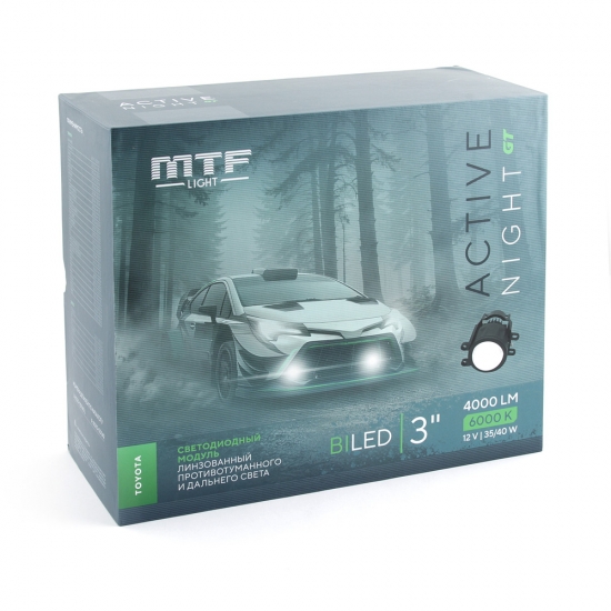 Светодиодные ПТФ линзы MTF Light серия ACTIVE NIGHT GT, 12В, птф/дал 35/40Вт, 5500К, TOYOTA, 2шт.
