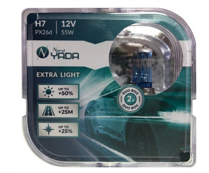 907365 H7 12V 55W автолампа EXTRA LIGHT +50 % Plastic case - 2шт Nord YADA