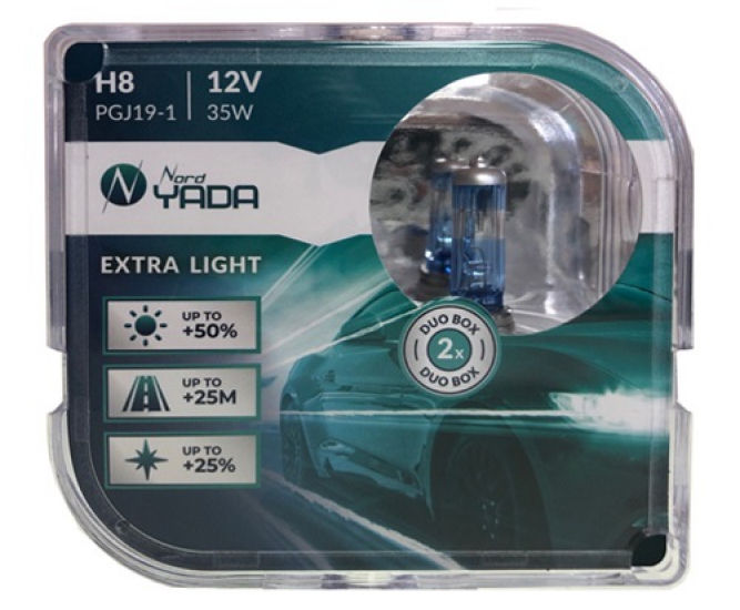 907366 H8 12V 35W автолампа EXTRA LIGHT +50 % Plastic case - 2шт Nord YADA