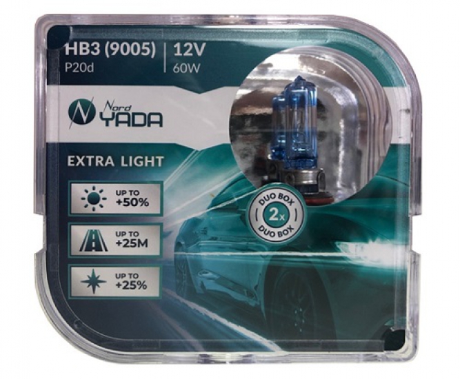 907368 HB3(9005) 12V 60W автолампа EXTRA LIGHT +50 % Plastic case - 2шт Nord YADA