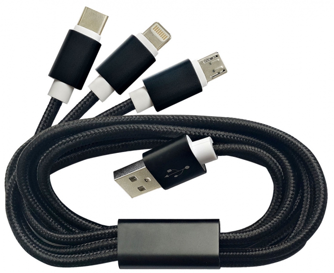 G5015 Нейлоновый кабель для зарядки c USB для micro-USB, Samsung A7, Apple Lightning в блистере