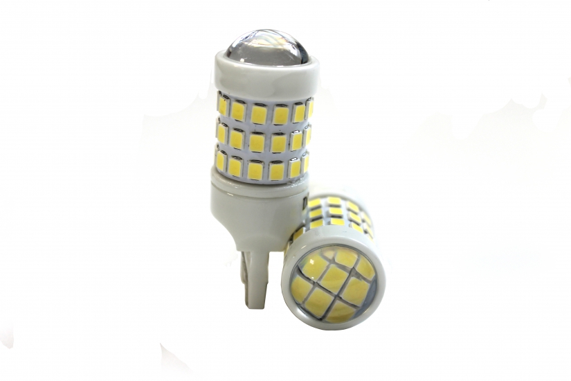 7443-51 smd 2835 Лампа светодиодная 9-24V W21/5W White керамика линза биполярная (гранта)