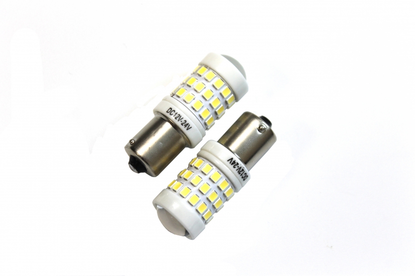 1156-51 smd 2835 Лампа светодиодная 9-24V P21W White керамика линза биполярная