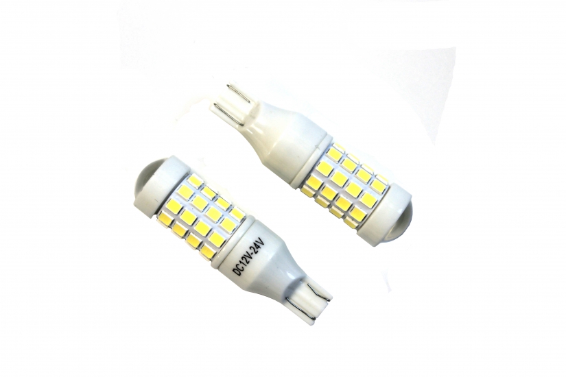 T15-46 smd 2835 Лампа светодиодная 9-24V W16W White керамика линза биполярная