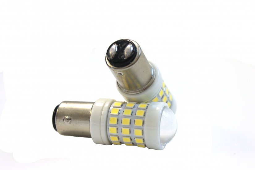 1157-51 smd 2835 Лампа светодиодная 9-24V P21/5W White керамика линза биполярная