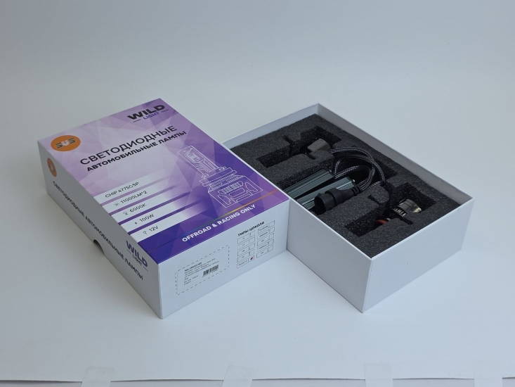 0240477505Комплект светодидных ламп SVS H8/H9/H11 серии WildLight (4775CSP/11000Lm/6000K/12V/100W/кулер)