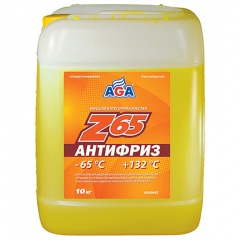044 Антифриз, готовый к применению, желтый, -65С 10 литров ANTIFREEZE AGA-Z65, PREMIX