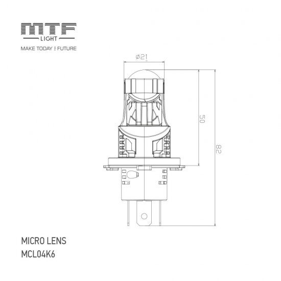 Светодиодные линзы MTF LIGHT серии MicroLENS H4/H19, 12V, 25/35W, 2500/4000lm, 6000K, к-т.