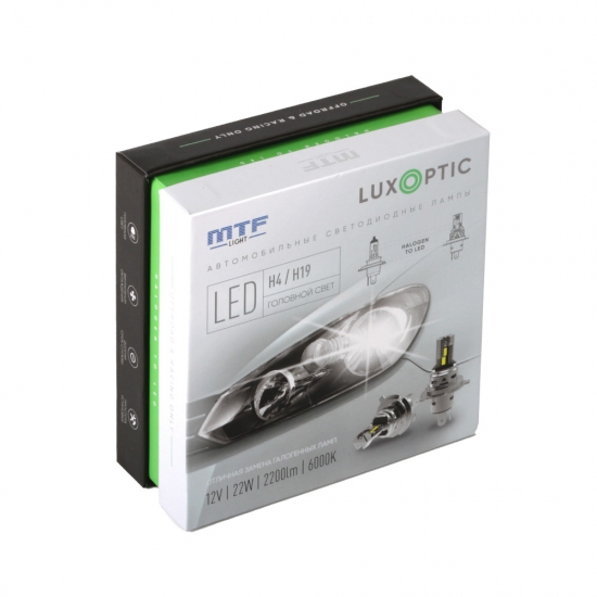 ST04K6 Светодиодные лампы MTF Light серии Luxoptic H4/19,12W, 22W, 2200Lm, 6000K, к-т.