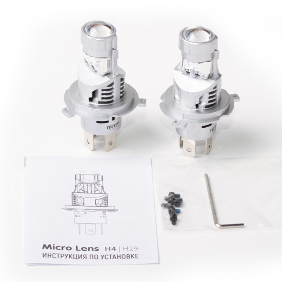 Светодиодные линзы MTF LIGHT серии MicroLENS H4/H19, 12V, 25/35W, 2500/4000lm, 6000K, к-т.