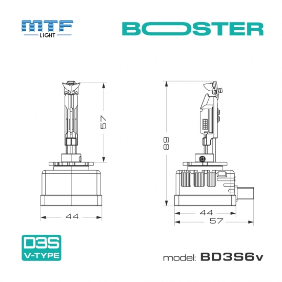 Светодиодные лампы MTF Light, серия BOOSTER V-TYPE, D3S, 42V, 35W, 4500lm, 6000K, кулер, комплект.