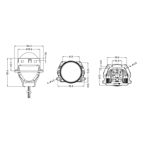 Модули MTF Light линзованные Bi-LED серия DYNAMIC VISION Expert 12В, 45Вт, 5500К, 3 д-ма, комп. 2шт.