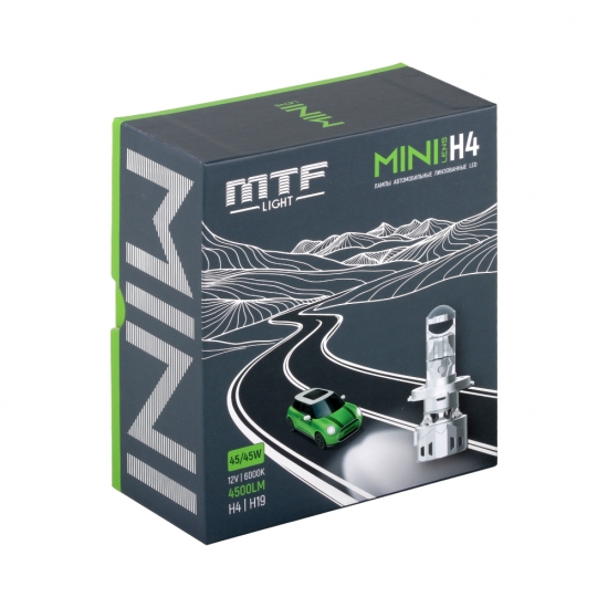Светодиодные линзы MTF LIGHT серии MiniLENS H4/H19, 12V, 45/45W, 4500LM, 6000K, к-т.