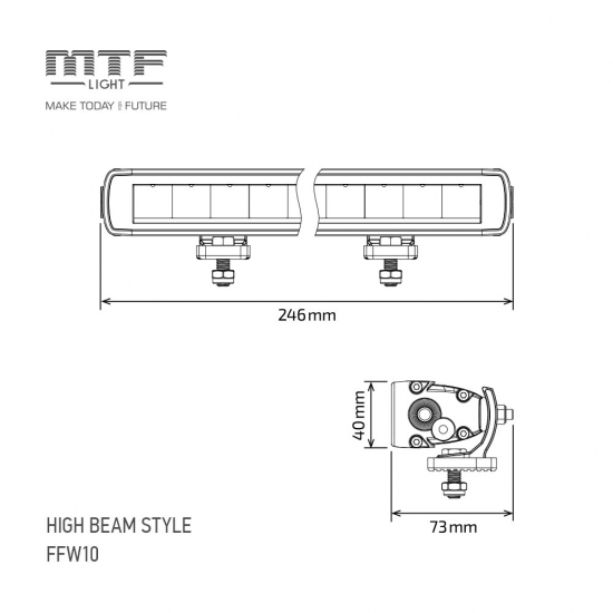Светодиодная фара дальнего света MTF LIGHT серия HIGH BEAM STYLE, 12/24V, 45W,2700LM, 5500K, 10, IP68, ECE R10, шт.