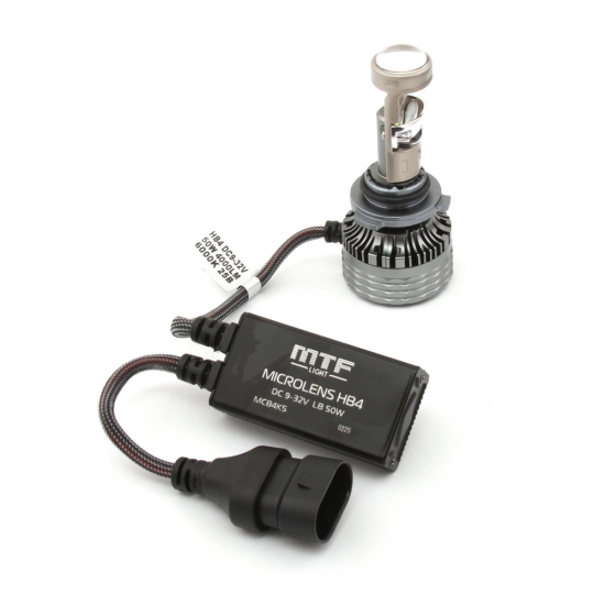 MCB4K5 Светодиодные линзы MTF LIGHT серии MicroLENS HB4(9006), 12/24V, 55W, 6000K, 4000LM, к-т.