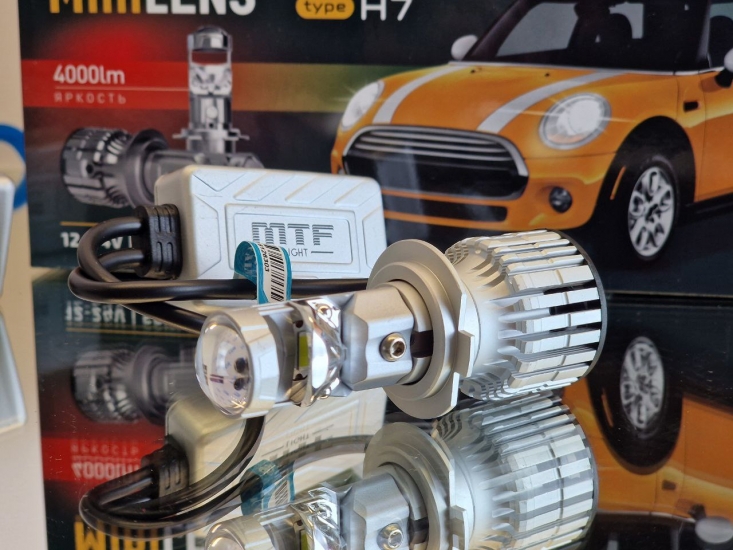 MLH7K5 Светодиодные линзы MTF LIGHT серии MINILENS H7, 12/24V, 55W, 6000K, 4000lm, комплект.