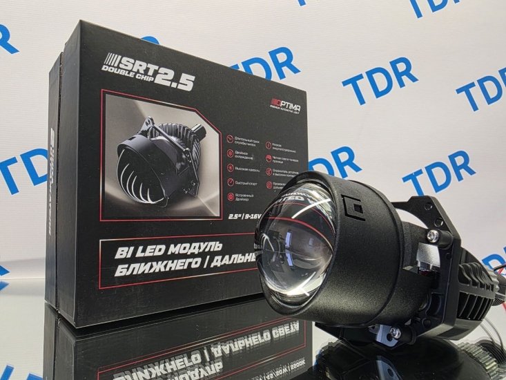 Lens-2.5-BiLed-SRT-DC Светодиодная линза Optima Premium Bi-LED Lens, Series Reflector Technology (SRT), Double Chip 2.5, 5500К, Комплект 2 шт.