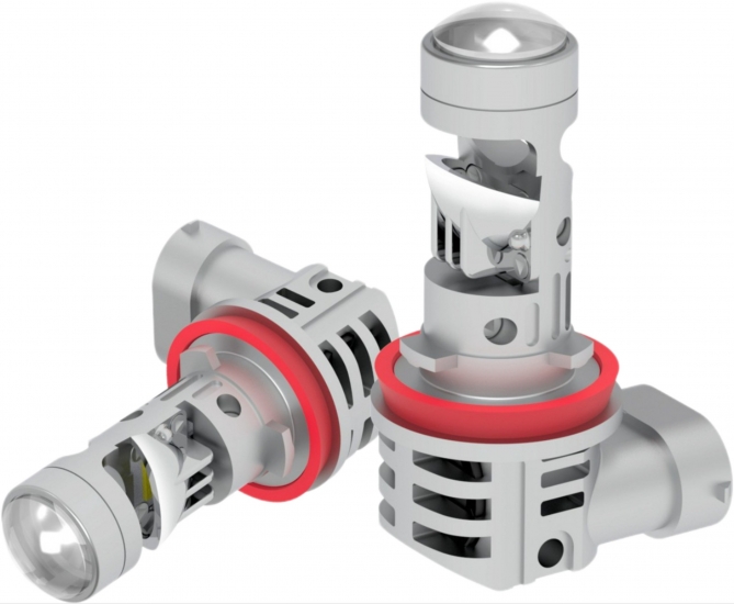 Комплект светодиодных ламп SVS H8/H9/H11серии Compact Light mini lens (3570CSP/2500Lm/6000K/12V/25W,кулер)