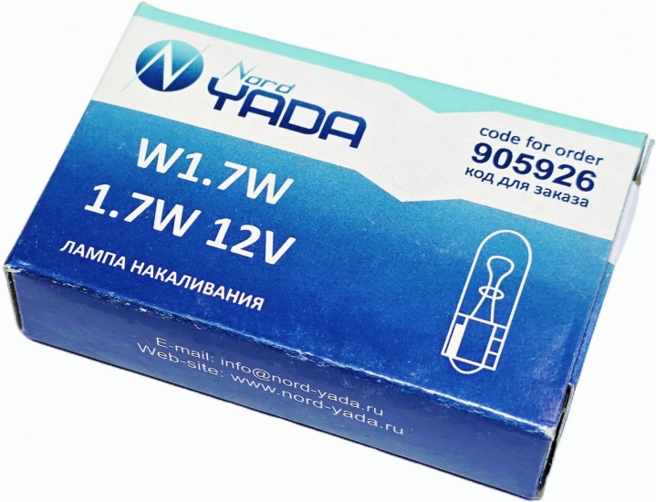 905926 Лампа W1,7W 12V Nord YADA б/ц Т7 (панель приборов)