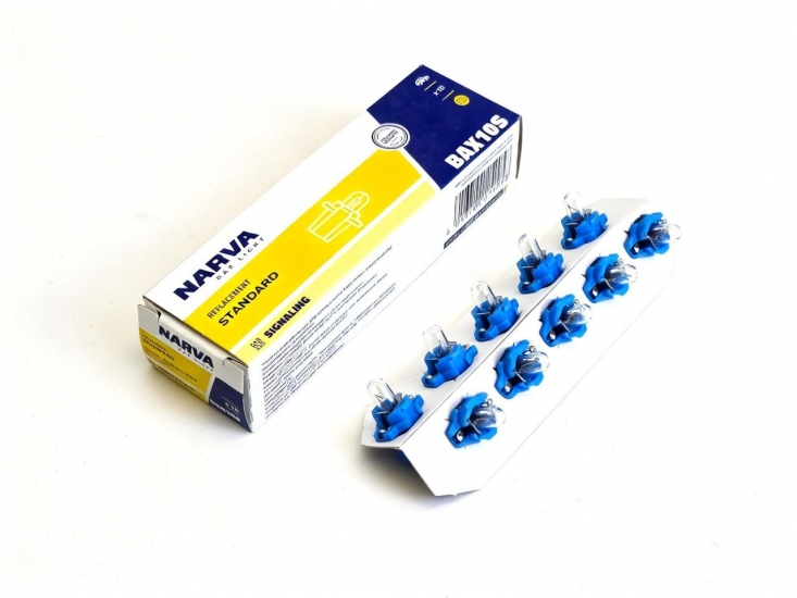 17058 Автолампа BAX2W с голубым патроном (B8.3d) 12V NARVA/10/200