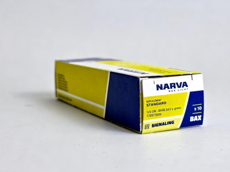 17057 Автолампа BAX2W с зеленым патроном (B8.3d) 12V NARVA/10/200
