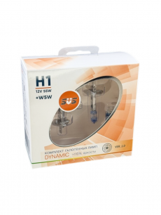 Галогенные лампы серия Dynamic+110% 12V H1 55W+W5W, комплект 2шт. Ver.2.0