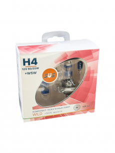 Галогенные лампы серия Wild+150% 12V H4 60/55W+W5W, комплект 2шт. Ver.2.0