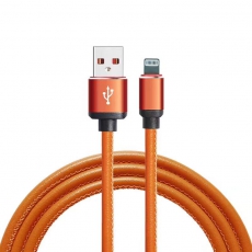 CB810-2A-U8-LR-10OG Data-кабель USB-Lightning оранжевый эко-кожа 1м WIIX 