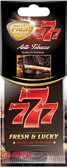 15342 Ароматизатор подвесной,бумажный,пластинка,777,Анти-табак(Anti-tobacco),FRESH WAY,Болгария,
