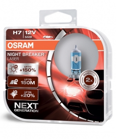 Автолампа H7 12v 55w PX26D Night Breaker Laser +150% Osram (комплект 2шт) 64210NL-HCB EURO 