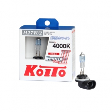 P0729W Лампа высокотемпературная Koito Whitebeam H27/2 12V 27W (55W) 4000K (комплект 2 шт)