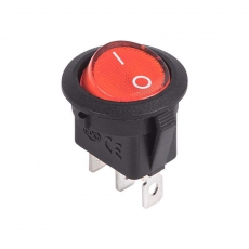36-2585 Выключатель клавишный круглый 12V 20A (3с) ON-OFF красный с подсветкой(RWB-214) REXANT