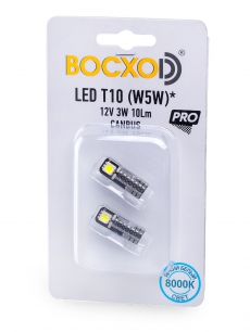 90319-02B Лампа светодиодная LED 8000K CANBUS T10 (W5W 12V 3W 10LM W2.1x9.5d) бл. 2 шт