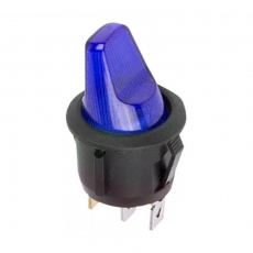 Выключатель клавишный круглый 12V 16A (3с) ON-OFF синий с подсветкой(RWB-224,SC-214) REXANT