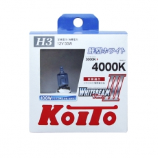 P0752W Лампа высокотемпературная Koito Whitebeam H3 12V 55W (100W) 4000K (комплект 2 шт)