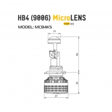 MCB4K5 Светодиодные линзы MTF LIGHT серии MicroLENS HB4(9006), 12/24V, 55W, 6000K, 4000LM, к-т.